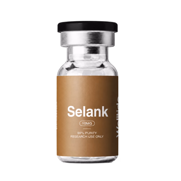 Welltide Selank 10mg vial with gold label